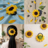 Axomify Handmade Crochet Sunflower Hair Ties (Set of 2)